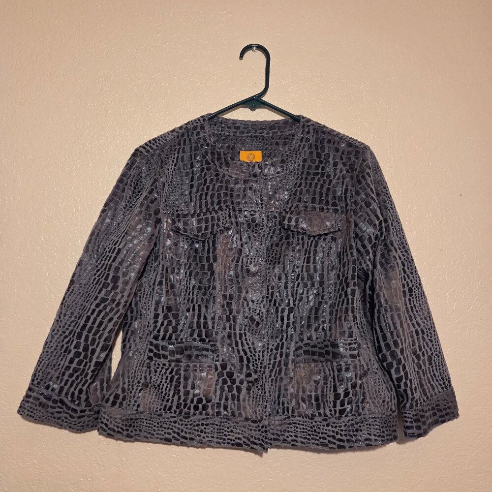 Ruby Rd. Winter Women's size 10 Crocodile Print Button Down Jacket